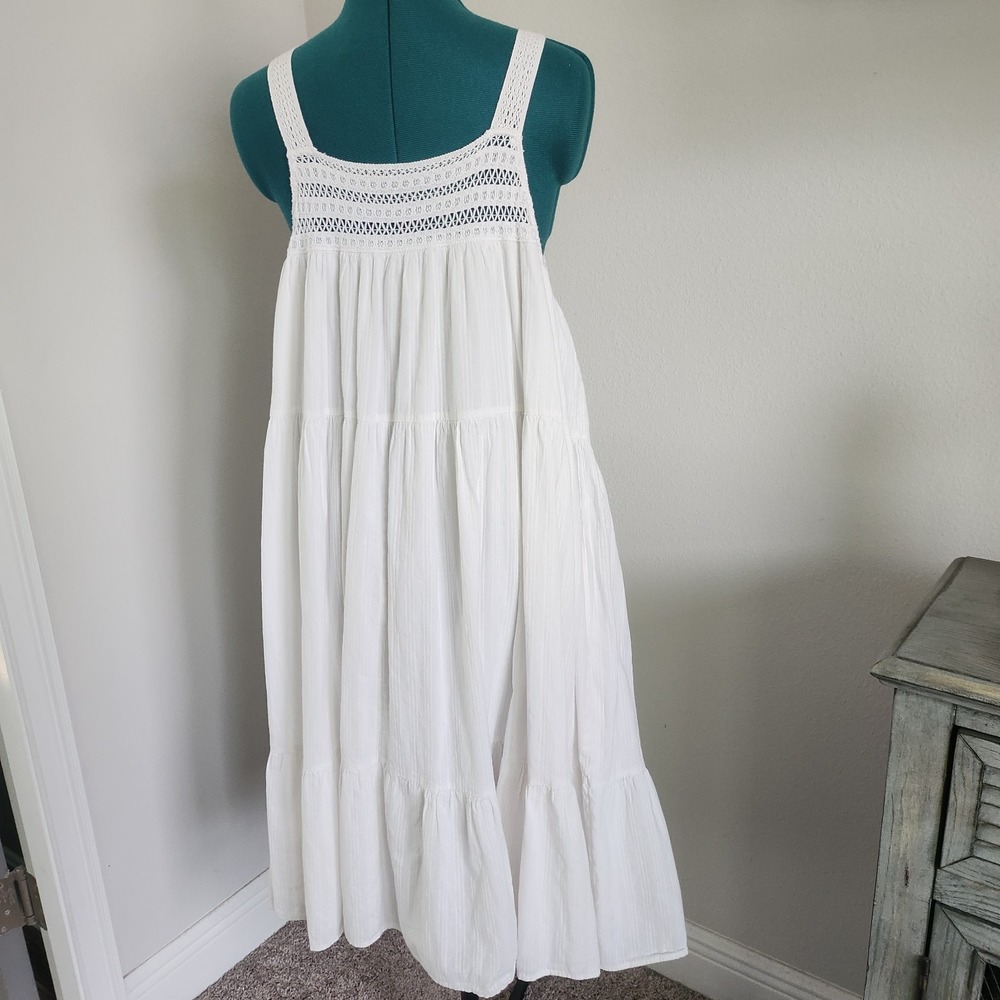 Universal Threads Womens White Tiered Boho Cotton Babydoll Dress Size XXL Bridal - Picture 5 of 10